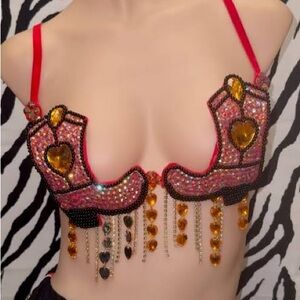Magical Wonderland Rhinestone Cowboy Boot Carnival Bra